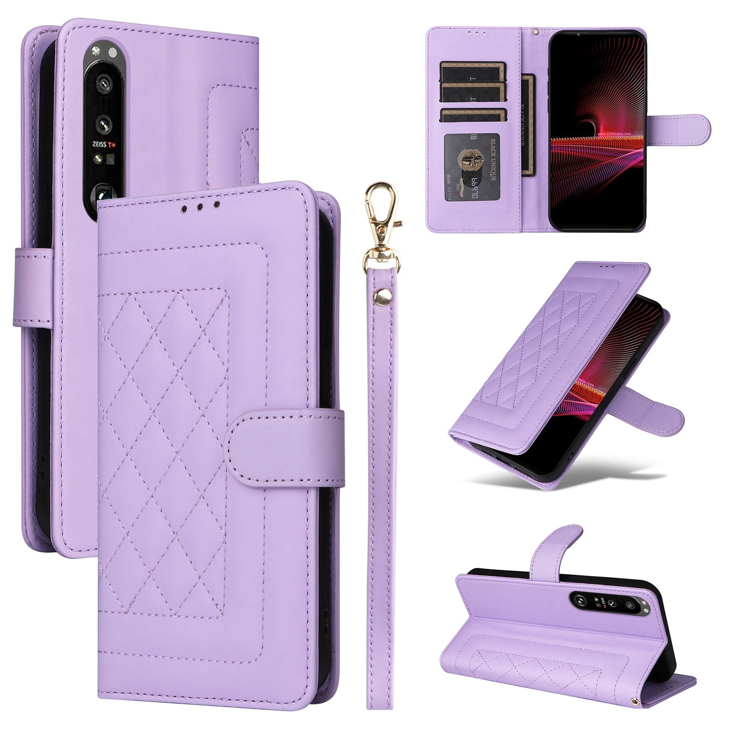 Sony Xperia 1 III Diamond Lattice Leather Flip Phone Case - Durable and Convenient Holder with Precision Cutouts