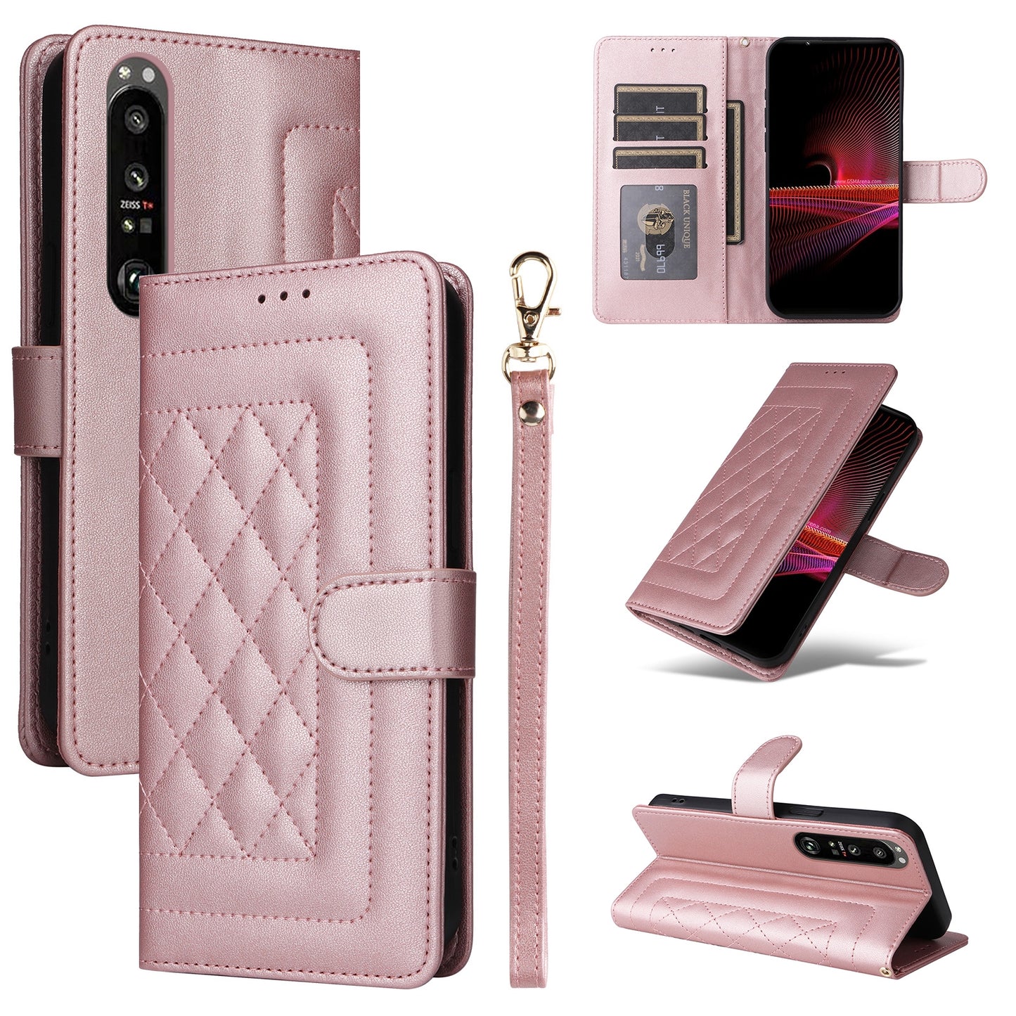 Sony Xperia 1 III Diamond Lattice Leather Flip Phone Case - Durable and Convenient Holder with Precision Cutouts