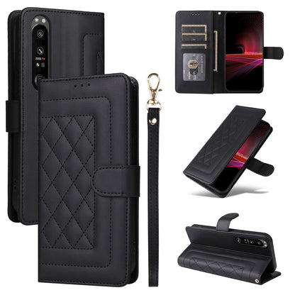Sony Xperia 1 III Diamond Lattice Leather Flip Phone Case - Durable and Convenient Holder with Precision Cutouts