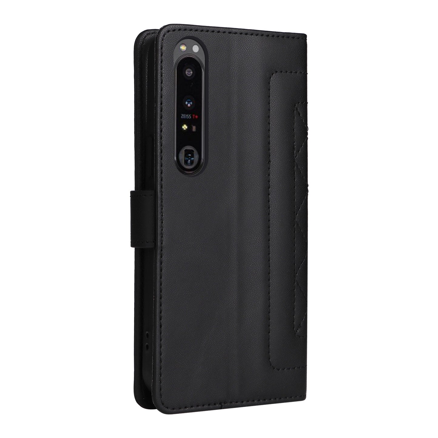 Sony Xperia 1 IV Diamond Lattice Leather Flip Phone Case - Durable and Convenient Holder with Precision Cutouts