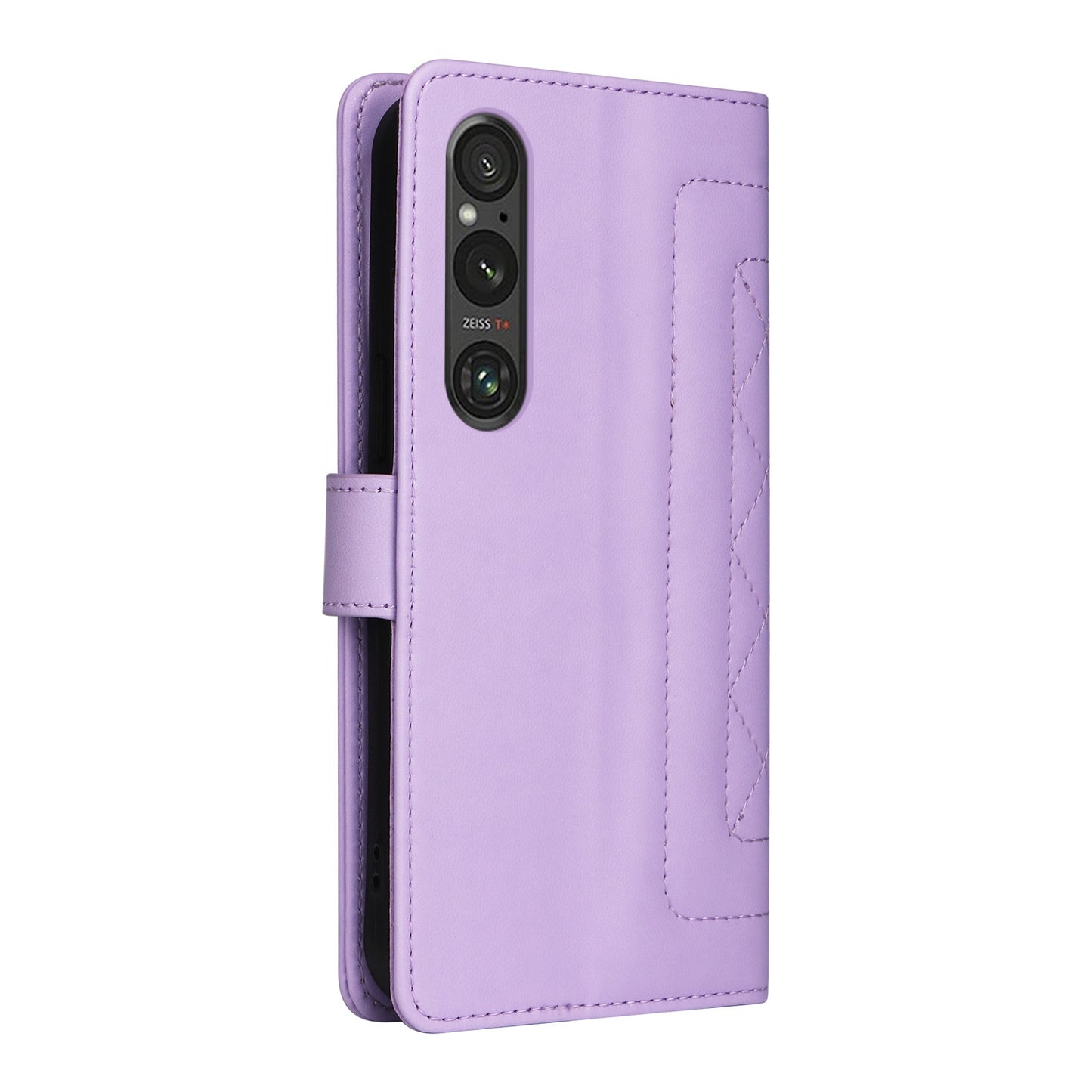 Sony Xperia 1 V Diamond Lattice Leather Flip Phone Case - Durable and Convenient Holder with Precision Cutouts