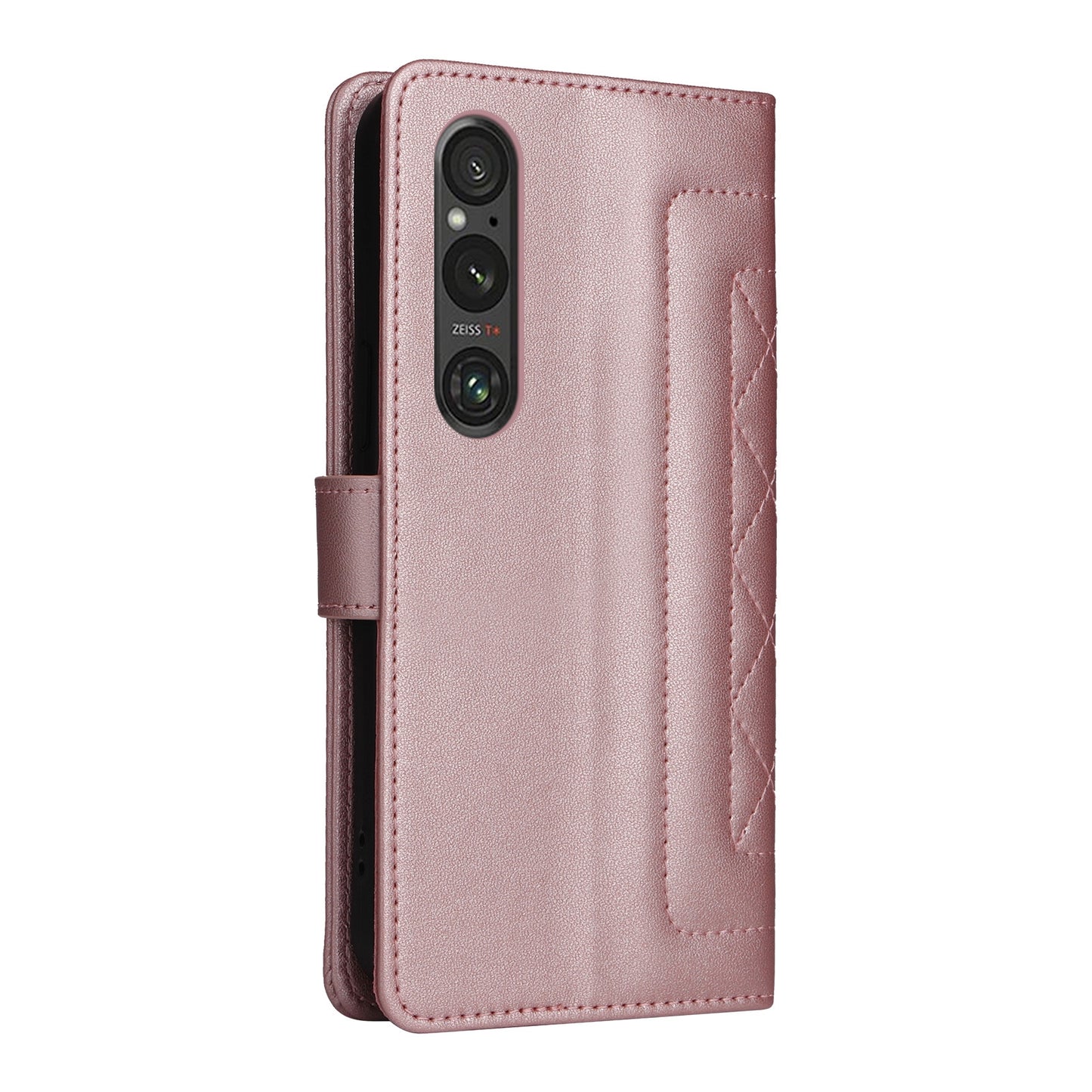 Sony Xperia 1 V Diamond Lattice Leather Flip Phone Case - Durable and Convenient Holder with Precision Cutouts
