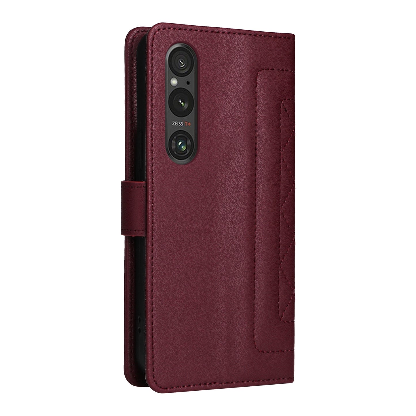 Sony Xperia 1 V Diamond Lattice Leather Flip Phone Case - Durable and Convenient Holder with Precision Cutouts