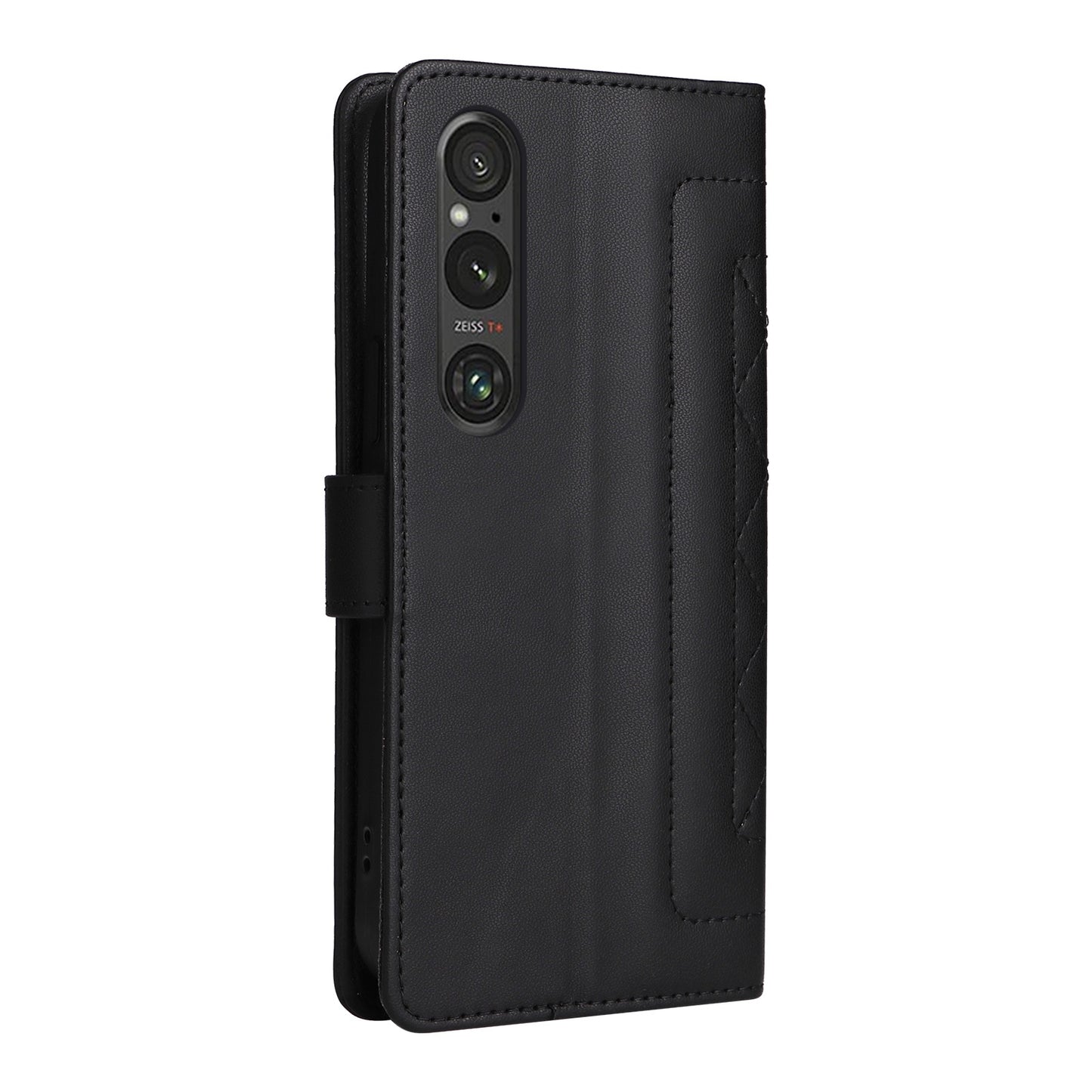 Sony Xperia 1 V Diamond Lattice Leather Flip Phone Case - Durable and Convenient Holder with Precision Cutouts