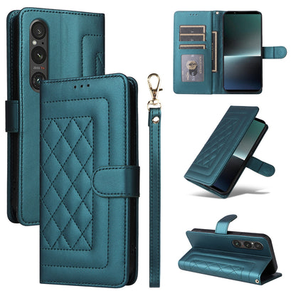 Sony Xperia 1 V Diamond Lattice Leather Flip Phone Case - Durable and Convenient Holder with Precision Cutouts