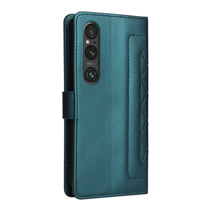 Sony Xperia 1 V Diamond Lattice Leather Flip Phone Case - Durable and Convenient Holder with Precision Cutouts