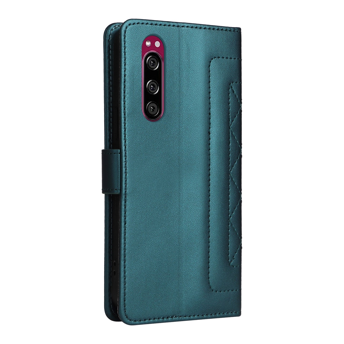 Sony Xperia 5 Diamond Lattice Leather Flip Phone Case - Durable and Convenient Holder with Precision Cutouts