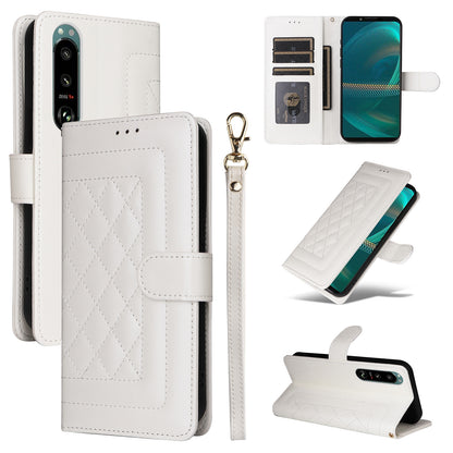 Sony Xperia 5 III Diamond Lattice Leather Flip Phone Case - Durable and Convenient Holder with Precision Cutouts