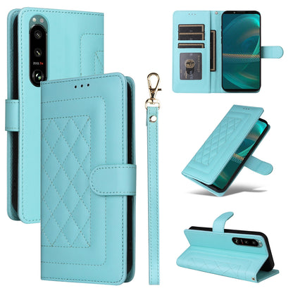 Sony Xperia 5 III Diamond Lattice Leather Flip Phone Case - Durable and Convenient Holder with Precision Cutouts