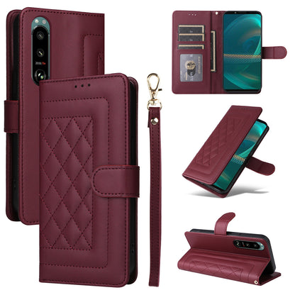 Sony Xperia 5 III Diamond Lattice Leather Flip Phone Case - Durable and Convenient Holder with Precision Cutouts