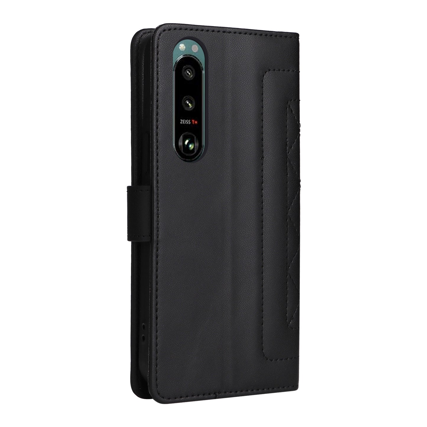Sony Xperia 5 III Diamond Lattice Leather Flip Phone Case - Durable and Convenient Holder with Precision Cutouts