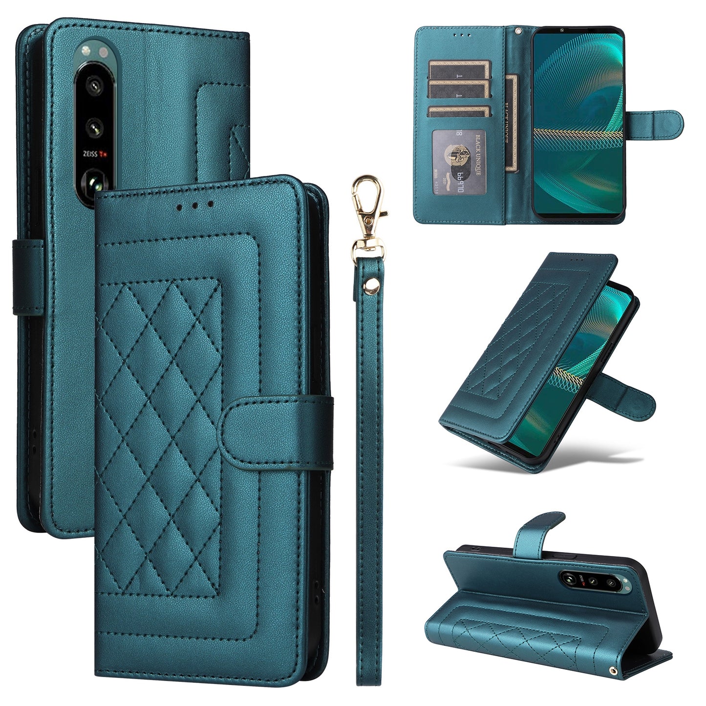 Sony Xperia 5 III Diamond Lattice Leather Flip Phone Case - Durable and Convenient Holder with Precision Cutouts