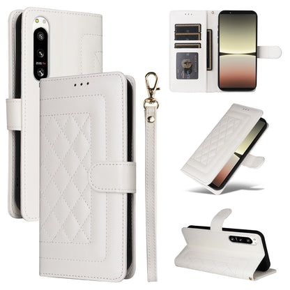 Sony Xperia 5 IV Diamond Lattice Leather Flip Phone Case - Durable and Convenient Holder with Precision Cutouts
