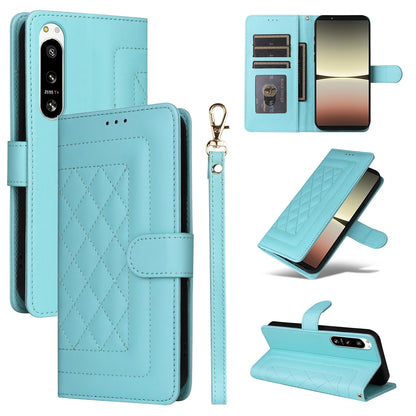 Sony Xperia 5 IV Diamond Lattice Leather Flip Phone Case - Durable and Convenient Holder with Precision Cutouts