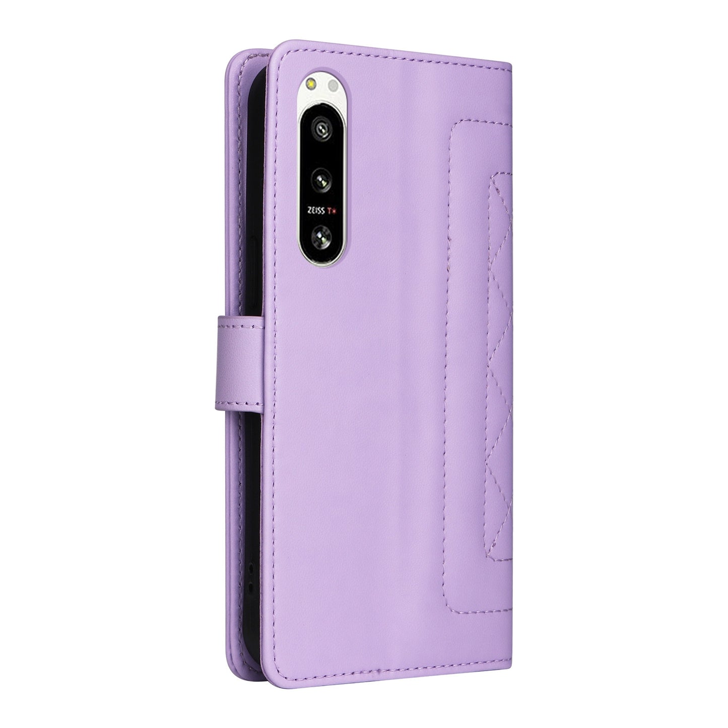 Sony Xperia 5 IV Diamond Lattice Leather Flip Phone Case - Durable and Convenient Holder with Precision Cutouts