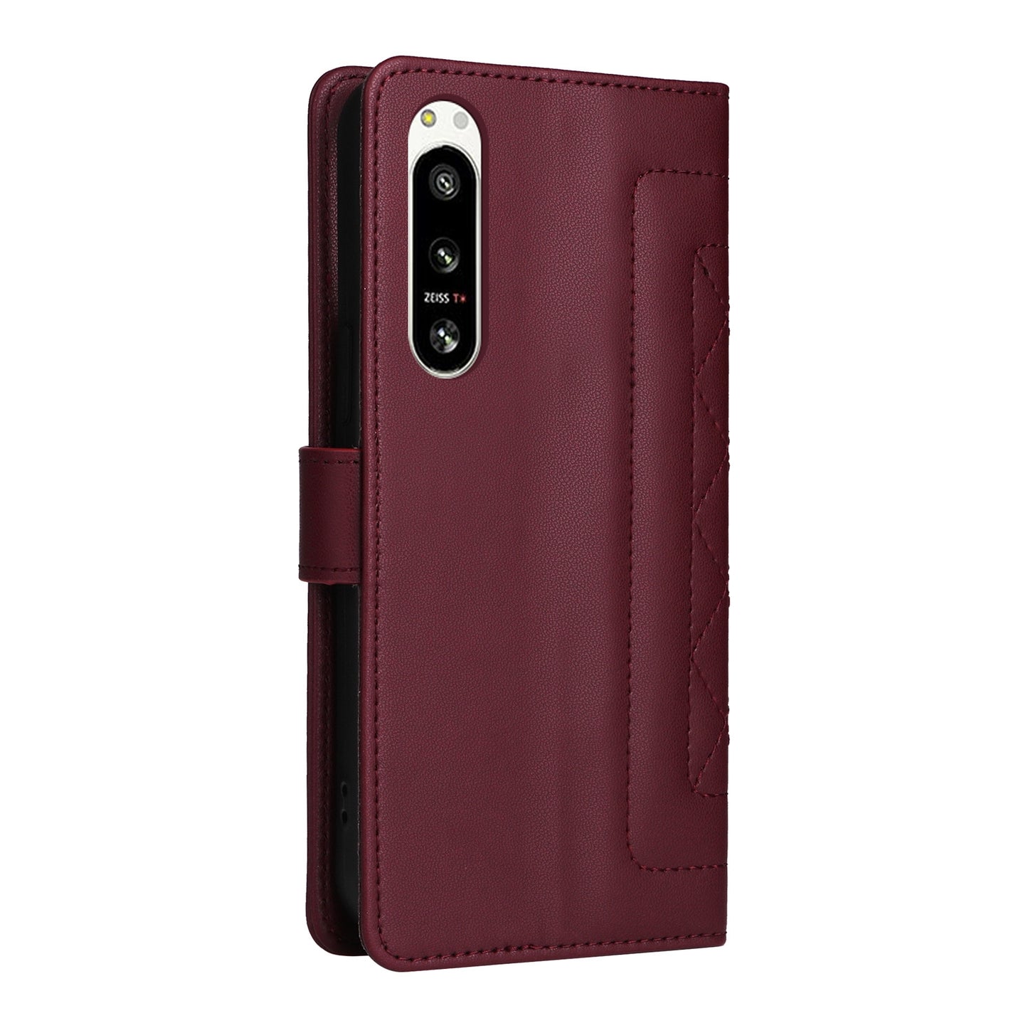Sony Xperia 5 IV Diamond Lattice Leather Flip Phone Case - Durable and Convenient Holder with Precision Cutouts