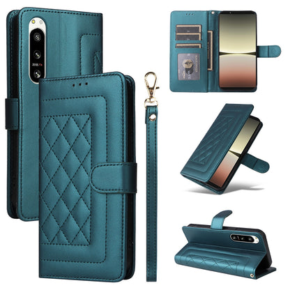 Sony Xperia 5 IV Diamond Lattice Leather Flip Phone Case - Durable and Convenient Holder with Precision Cutouts