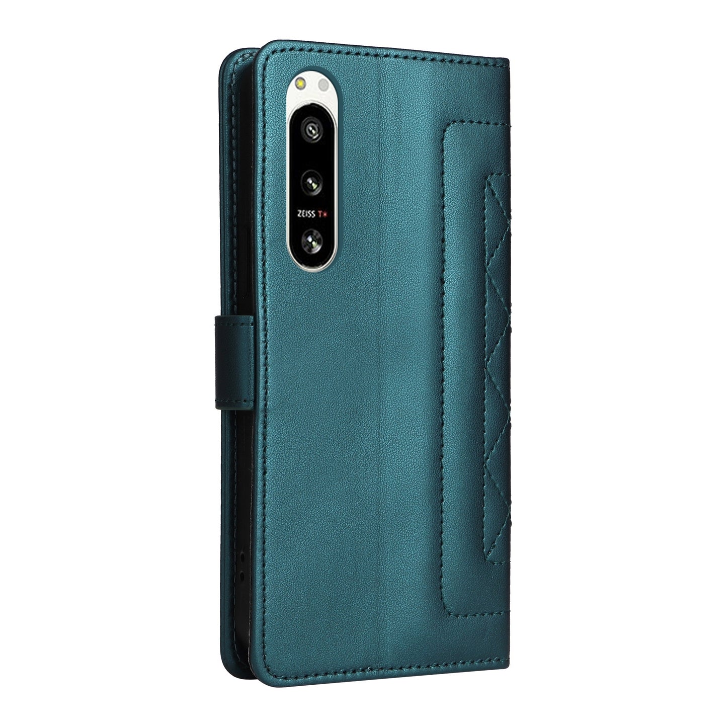 Sony Xperia 5 IV Diamond Lattice Leather Flip Phone Case - Durable and Convenient Holder with Precision Cutouts