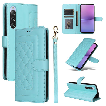 Sony Xperia 5 V Diamond Lattice Leather Flip Phone Case - Durable and Convenient Holder with Precision Cutouts