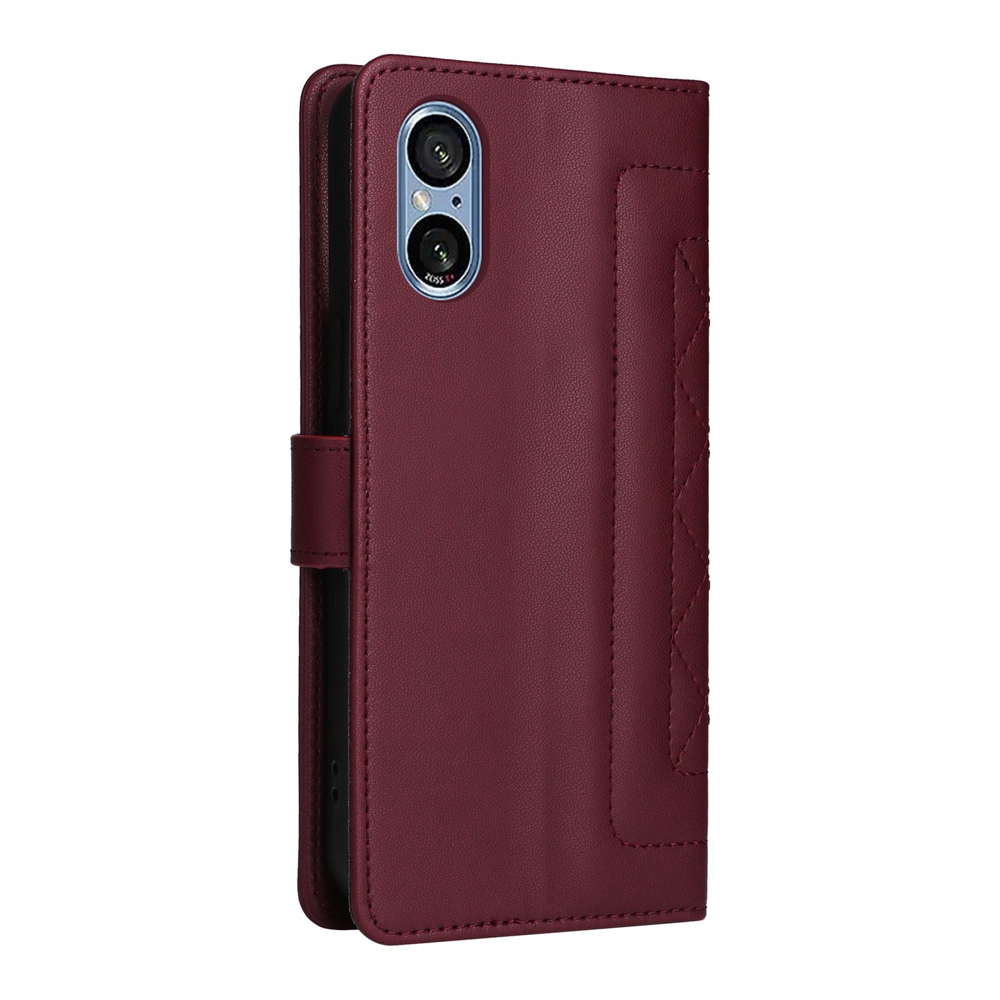 Sony Xperia 5 V Diamond Lattice Leather Flip Phone Case - Durable and Convenient Holder with Precision Cutouts