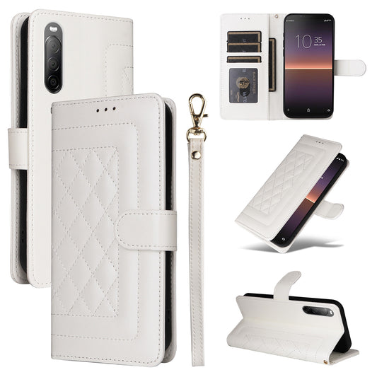 Sony Xperia 10 II Diamond Lattice Leather Flip Phone Case - Durable and Convenient Holder with Precision Cutouts