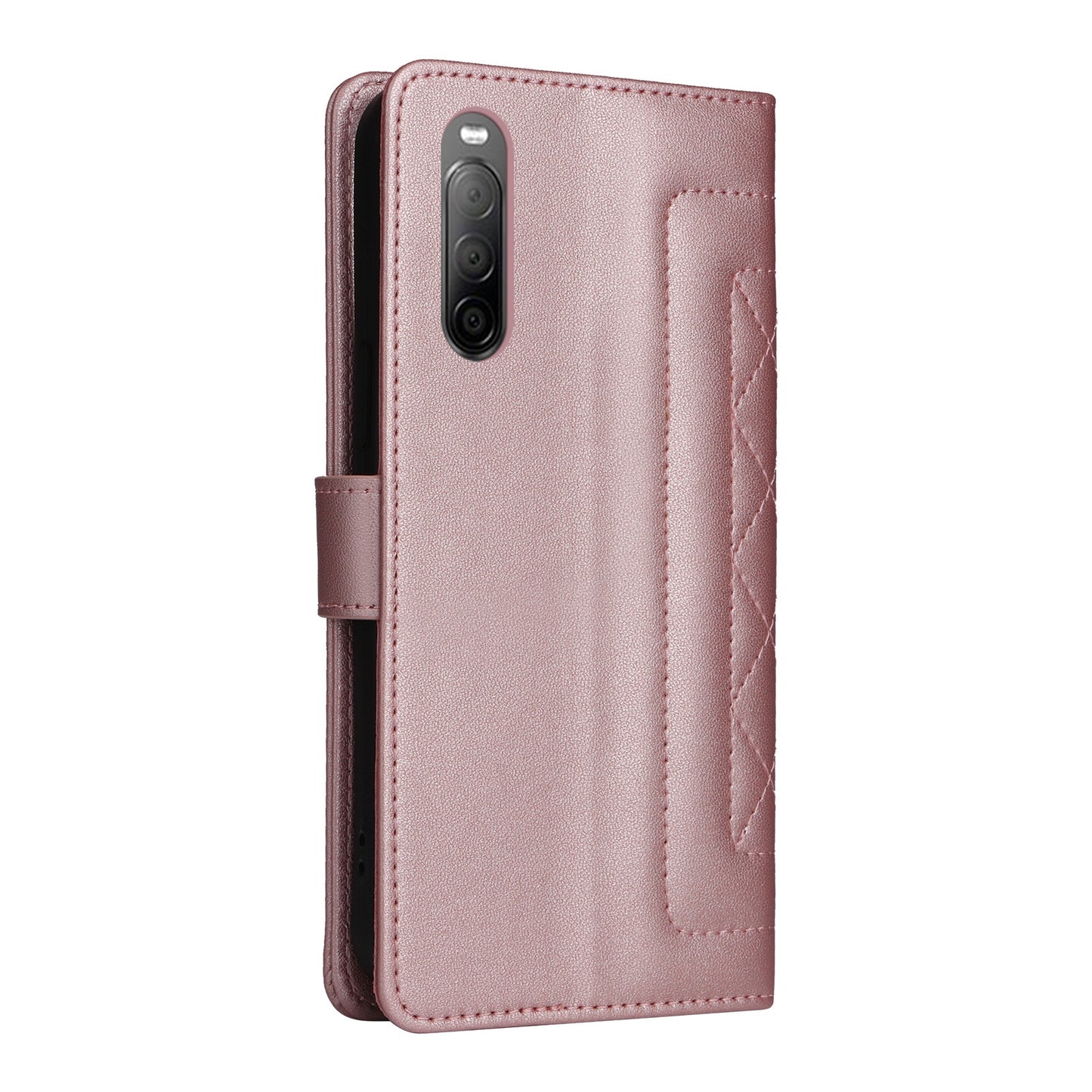 Sony Xperia 10 II Diamond Lattice Leather Flip Phone Case - Durable and Convenient Holder with Precision Cutouts