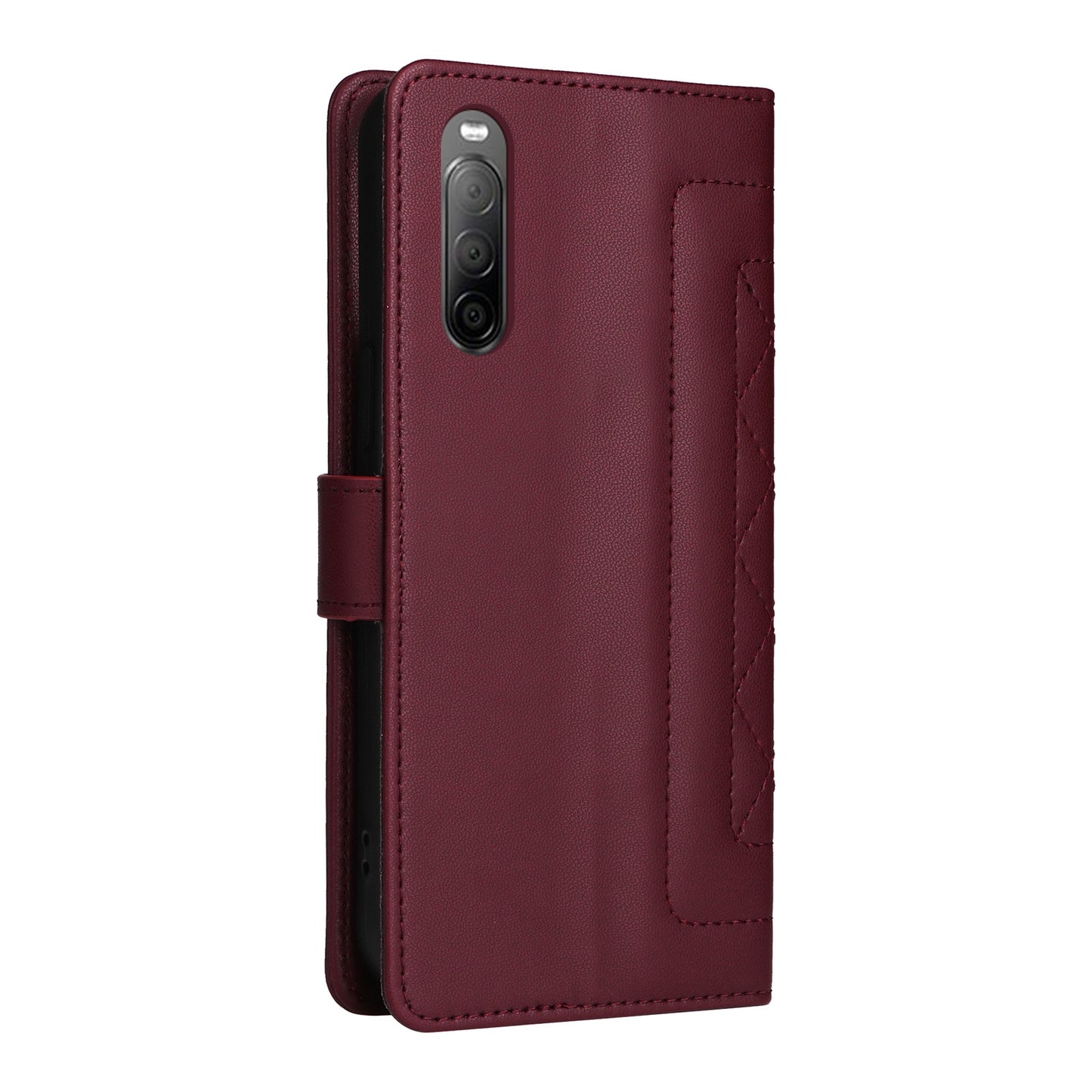 Sony Xperia 10 II Diamond Lattice Leather Flip Phone Case - Durable and Convenient Holder with Precision Cutouts