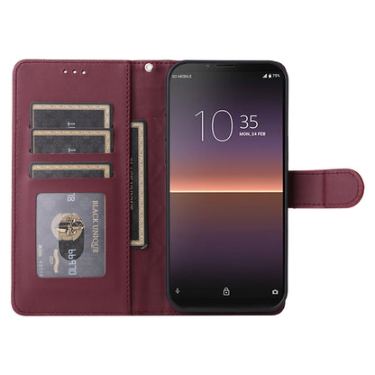 Sony Xperia 10 II Diamond Lattice Leather Flip Phone Case - Durable and Convenient Holder with Precision Cutouts