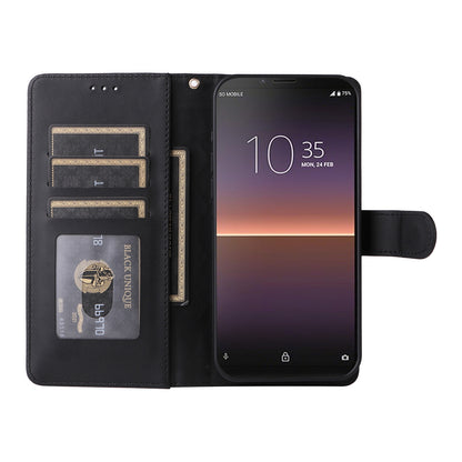 Sony Xperia 10 II Diamond Lattice Leather Flip Phone Case - Durable and Convenient Holder with Precision Cutouts
