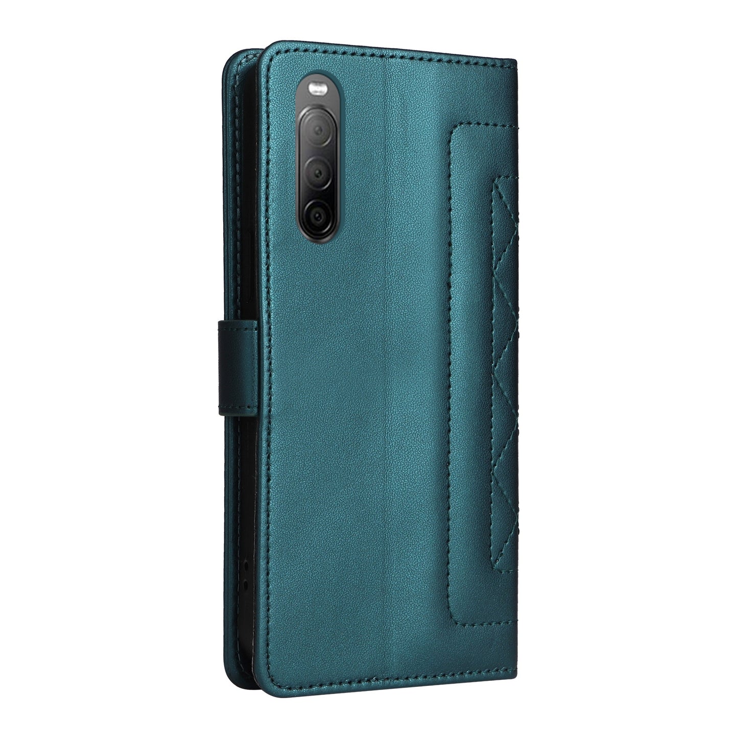 Sony Xperia 10 II Diamond Lattice Leather Flip Phone Case - Durable and Convenient Holder with Precision Cutouts