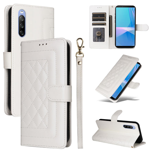 Sony Xperia 10 III Diamond Lattice Leather Flip Phone Case - Durable and Convenient Holder with Precision Cutouts