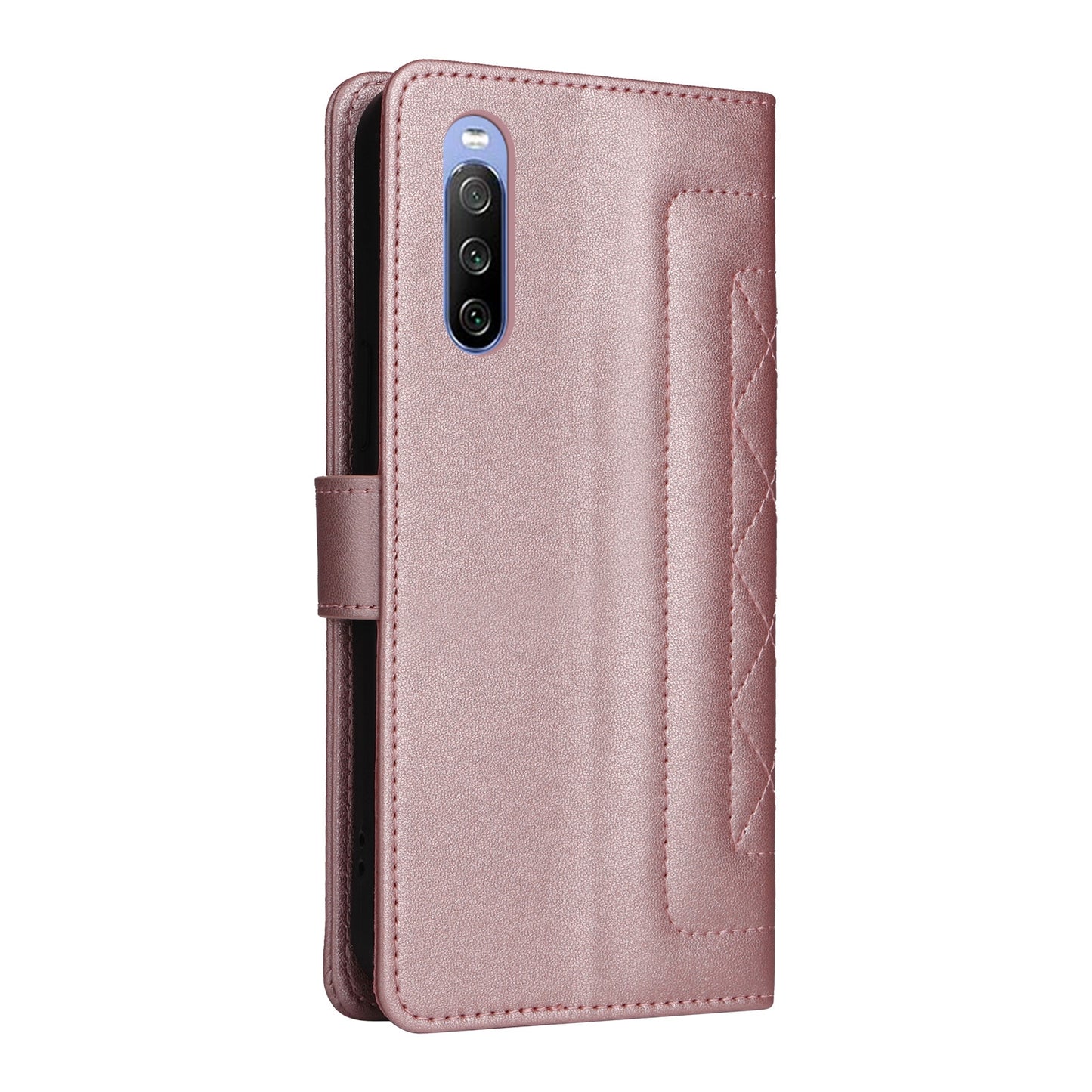 Sony Xperia 10 III Diamond Lattice Leather Flip Phone Case - Durable and Convenient Holder with Precision Cutouts