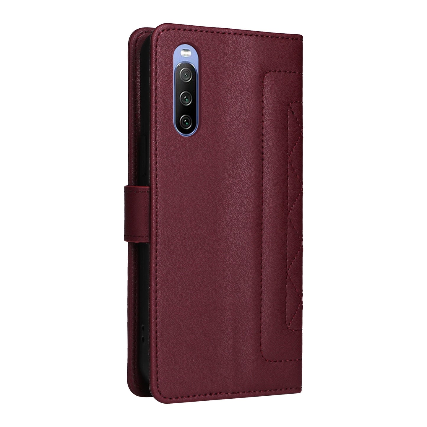 Sony Xperia 10 III Diamond Lattice Leather Flip Phone Case - Durable and Convenient Holder with Precision Cutouts