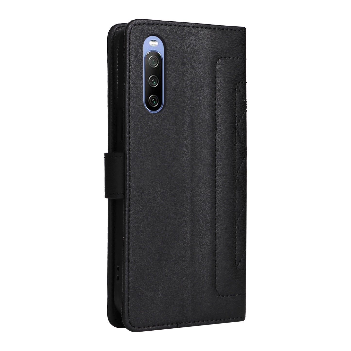 Sony Xperia 10 III Diamond Lattice Leather Flip Phone Case - Durable and Convenient Holder with Precision Cutouts