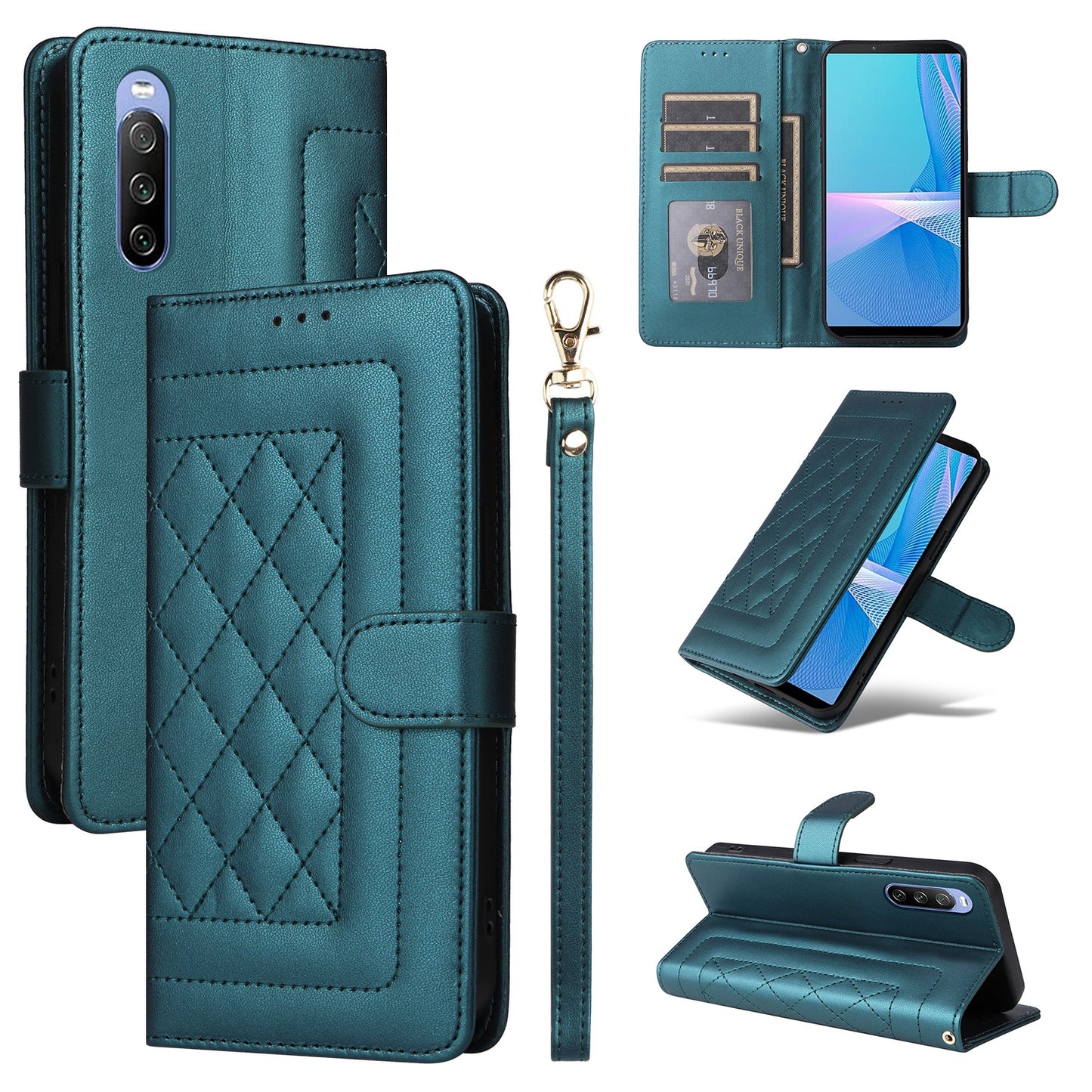 Sony Xperia 10 III Diamond Lattice Leather Flip Phone Case - Durable and Convenient Holder with Precision Cutouts