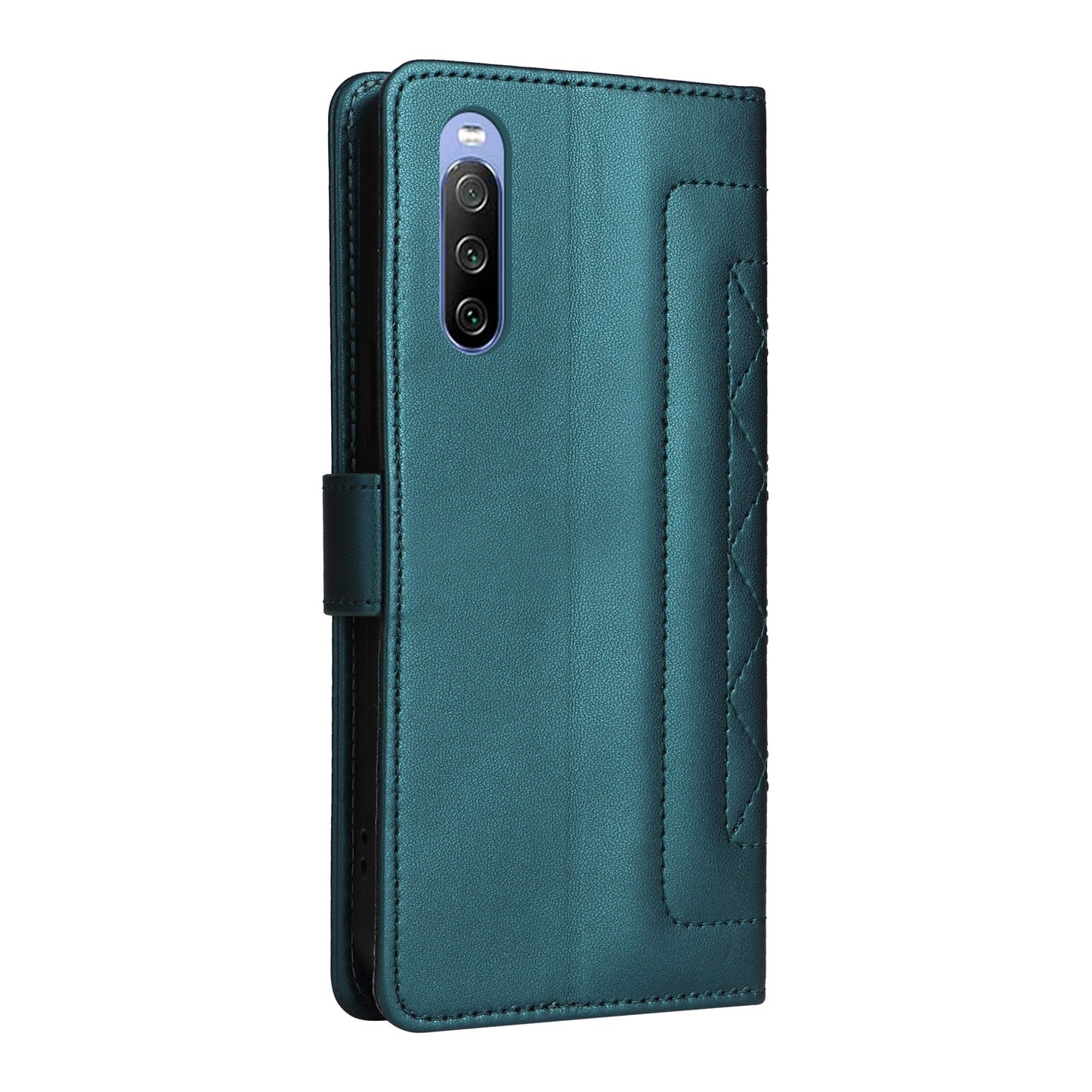 Sony Xperia 10 III Diamond Lattice Leather Flip Phone Case - Durable and Convenient Holder with Precision Cutouts