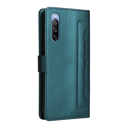 Sony Xperia 10 III Diamond Lattice Leather Flip Phone Case - Durable and Convenient Holder with Precision Cutouts
