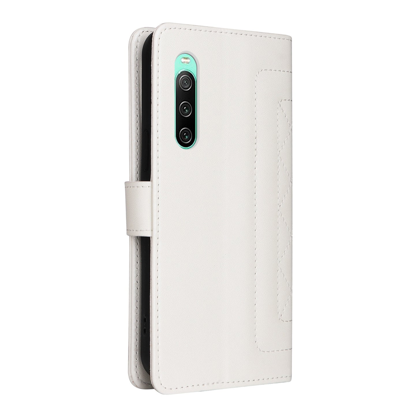 Sony Xperia 10 IV Diamond Lattice Leather Flip Phone Case - Durable and Convenient Holder with Precision Cutouts