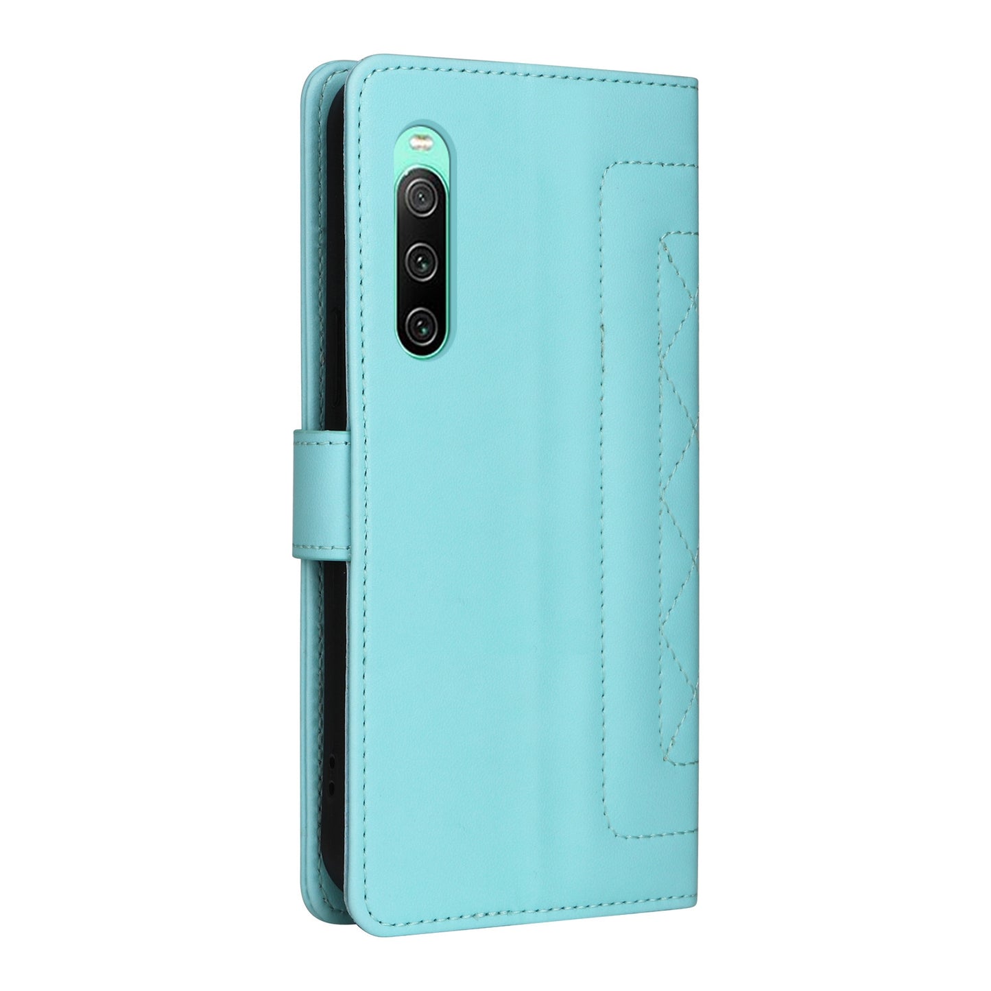 Sony Xperia 10 IV Diamond Lattice Leather Flip Phone Case - Durable and Convenient Holder with Precision Cutouts