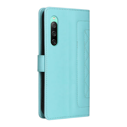 Sony Xperia 10 IV Diamond Lattice Leather Flip Phone Case - Durable and Convenient Holder with Precision Cutouts