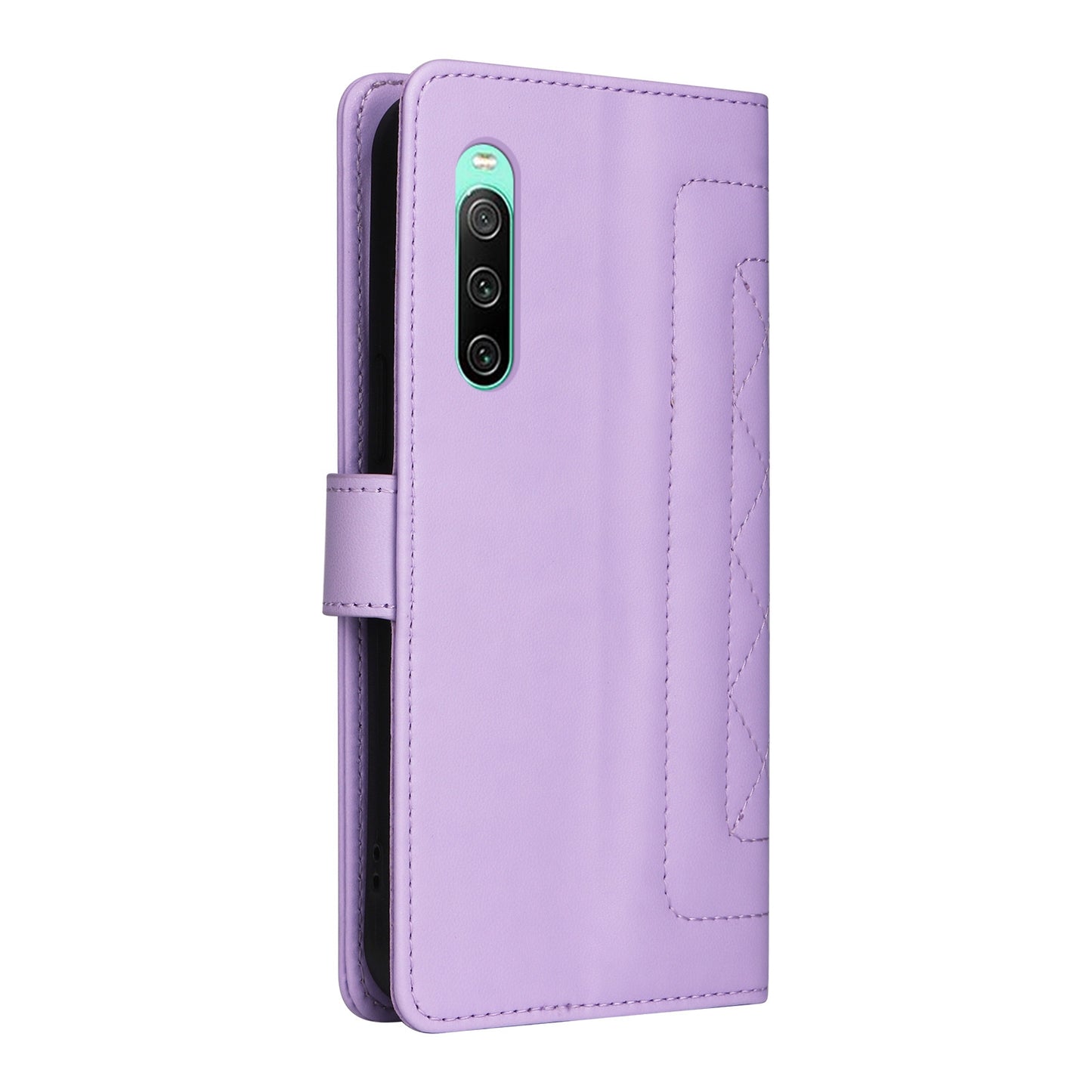 Sony Xperia 10 IV Diamond Lattice Leather Flip Phone Case - Durable and Convenient Holder with Precision Cutouts