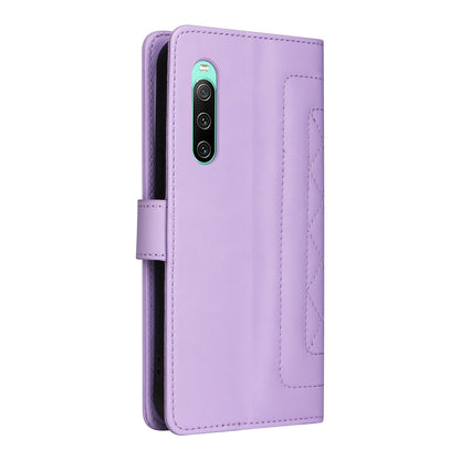 Sony Xperia 10 IV Diamond Lattice Leather Flip Phone Case - Durable and Convenient Holder with Precision Cutouts