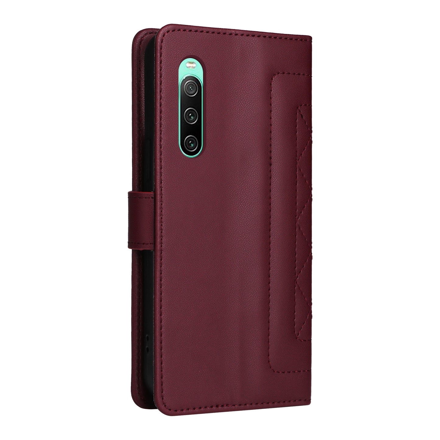 Sony Xperia 10 IV Diamond Lattice Leather Flip Phone Case - Durable and Convenient Holder with Precision Cutouts