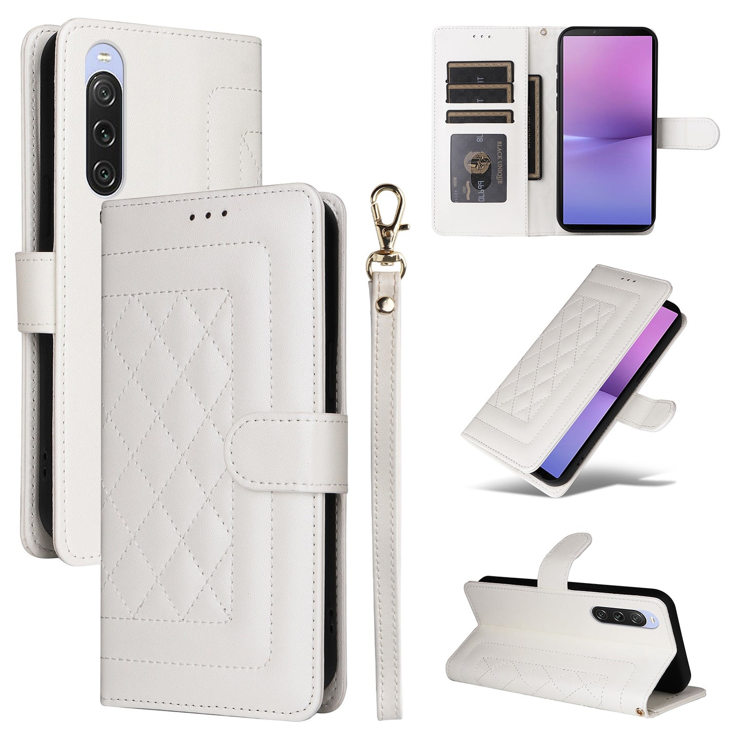 Sony Xperia 10 V Diamond Lattice Leather Flip Phone Case - Durable and Convenient Holder with Precision Cutouts