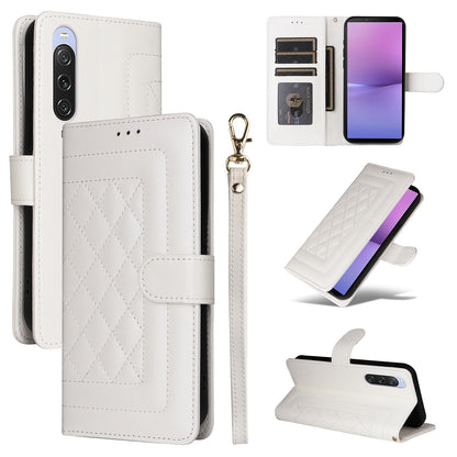 Sony Xperia 10 V Diamond Lattice Leather Flip Phone Case - Durable and Convenient Holder with Precision Cutouts