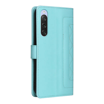 Sony Xperia 10 V Diamond Lattice Leather Flip Phone Case - Durable and Convenient Holder with Precision Cutouts