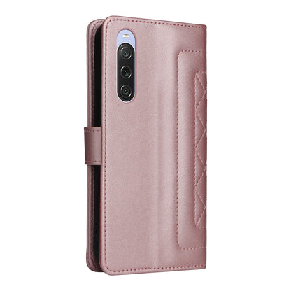 Sony Xperia 10 V Diamond Lattice Leather Flip Phone Case - Durable and Convenient Holder with Precision Cutouts