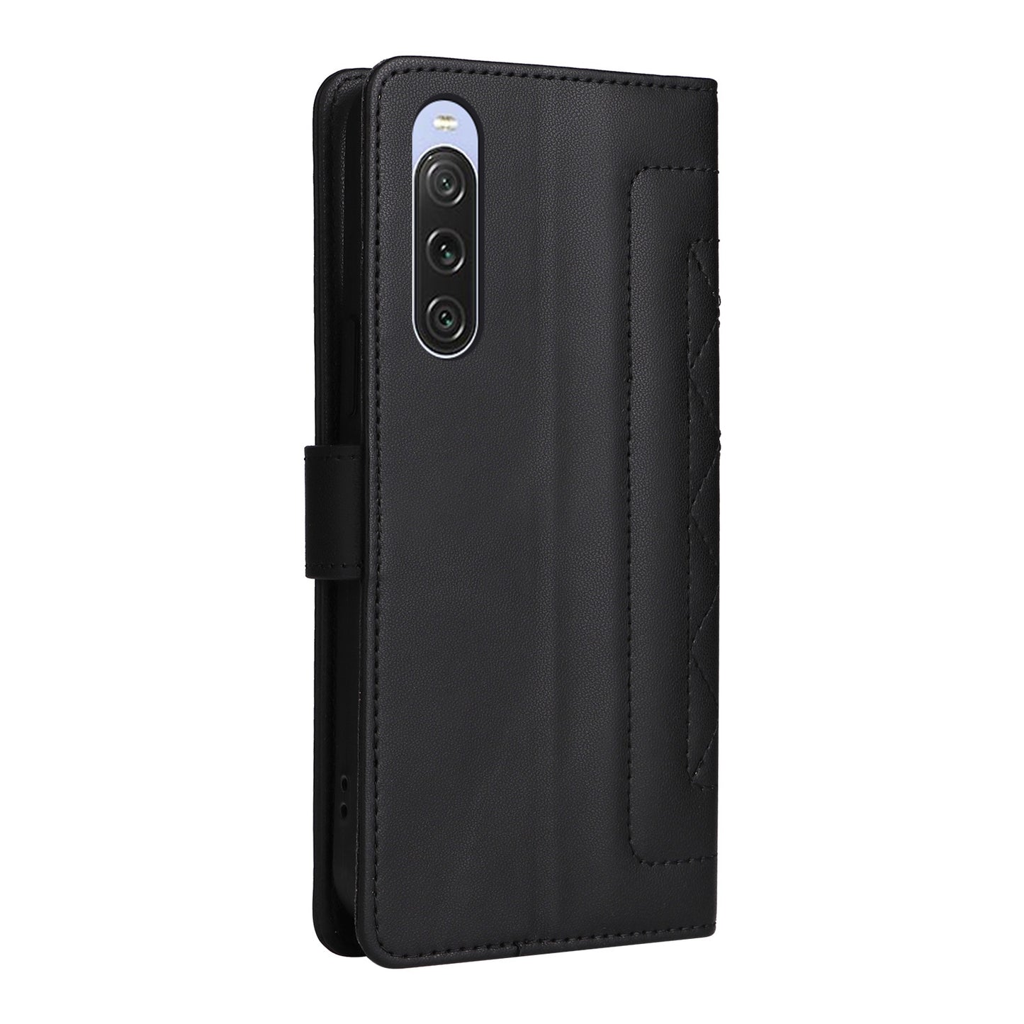 Sony Xperia 10 V Diamond Lattice Leather Flip Phone Case - Durable and Convenient Holder with Precision Cutouts