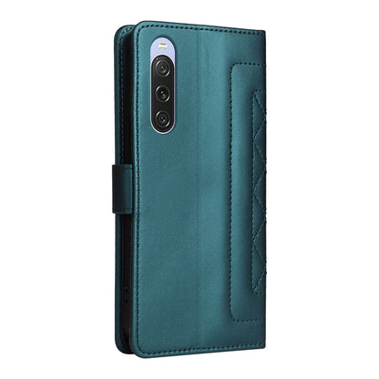 Sony Xperia 10 V Diamond Lattice Leather Flip Phone Case - Durable and Convenient Holder with Precision Cutouts