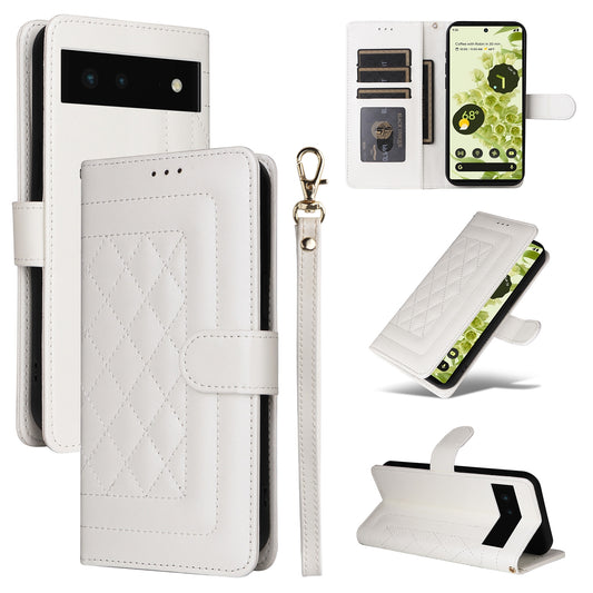Google Pixel 6 Diamond Lattice Leather Flip Phone Case - Durable and Convenient Holder with Precision Cutouts